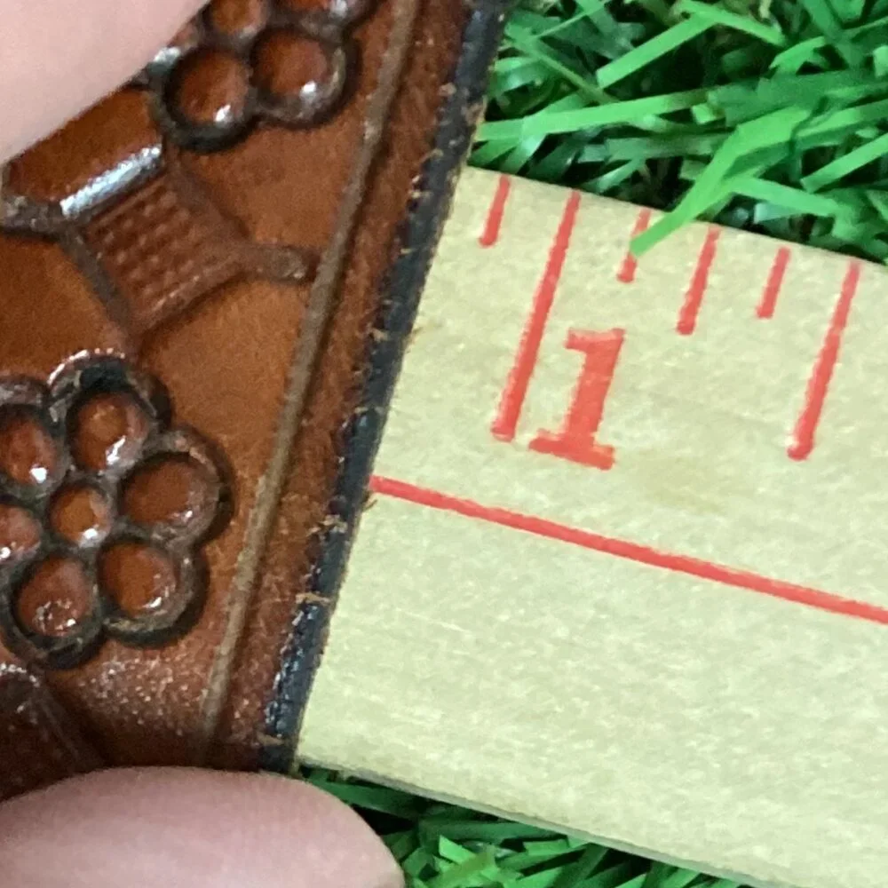 Vintage Peso Coin Buckle with Tooled Leather Belt